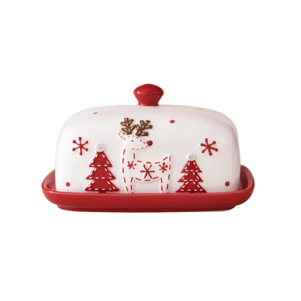 Santa Claus Ceramic Butter Dish with Lid - Image 6