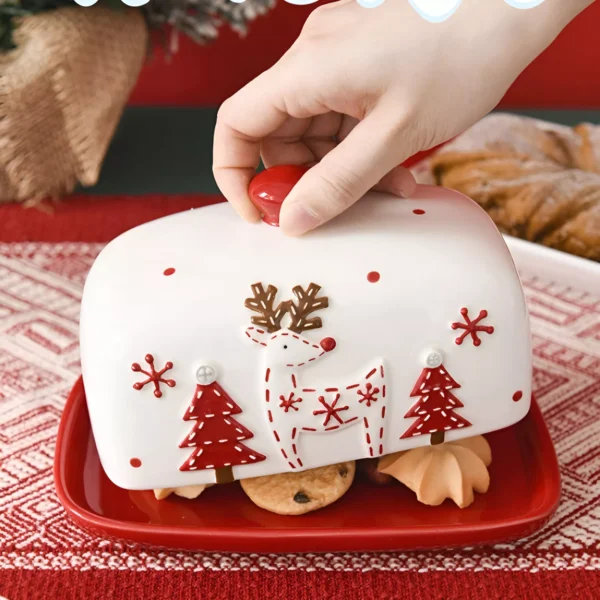 Santa Claus Ceramic Butter Dish with Lid - Image 3