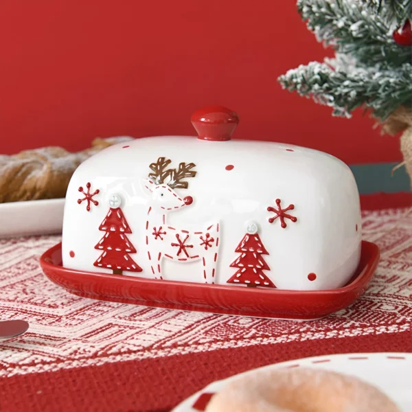 Santa Claus Ceramic Butter Dish with Lid - Image 5