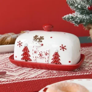 Santa Claus Ceramic Butter Dish with Lid