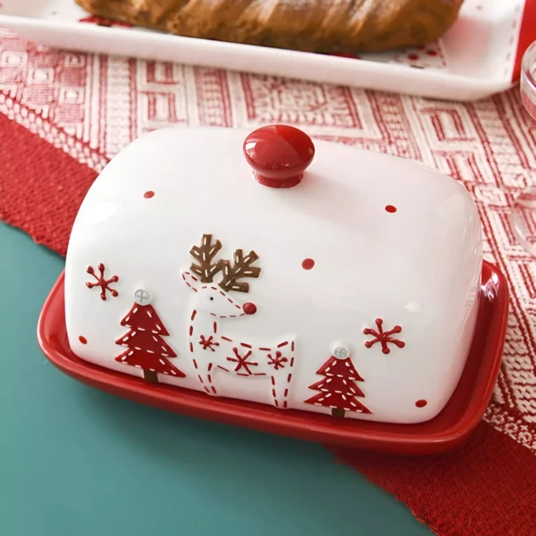 Santa Claus Ceramic Butter Dish with Lid - Image 4