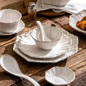 French Relief Ceramic Plate Set
