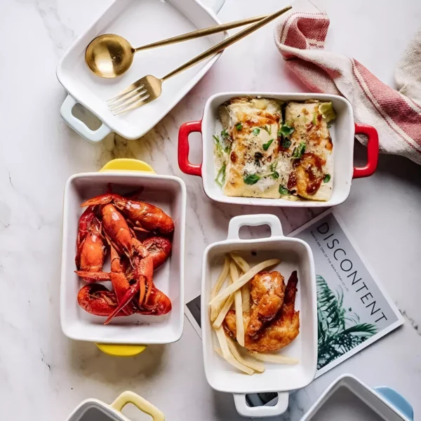 Ceramic Baking Pan - 450ml Porcelain Cheese Plate & Microwave Safe Tableware - Image 5