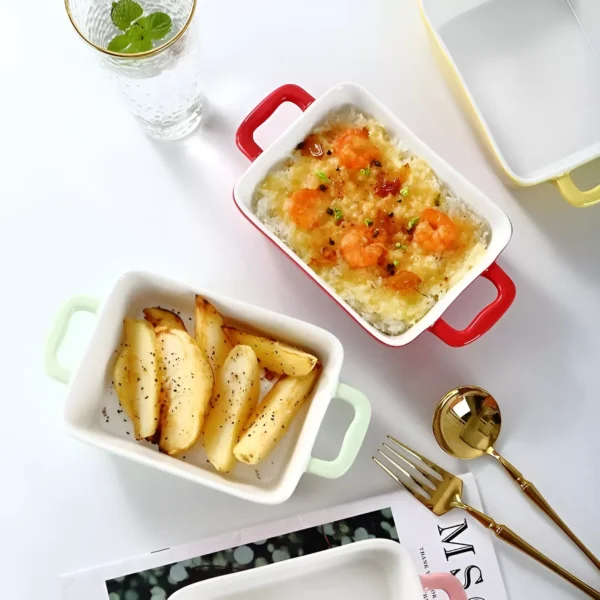 Ceramic Baking Pan - 450ml Porcelain Cheese Plate & Microwave Safe Tableware - Image 6