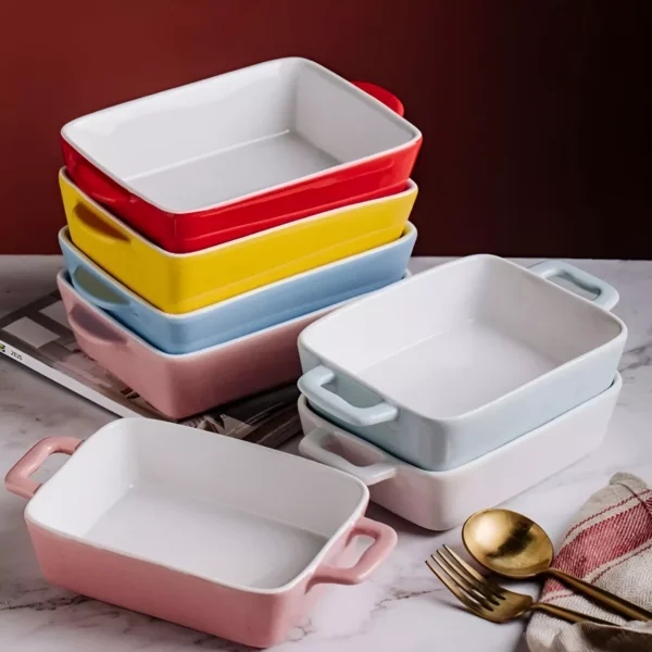 Ceramic Baking Pan - 450ml Porcelain Cheese Plate & Microwave Safe Tableware - Image 3