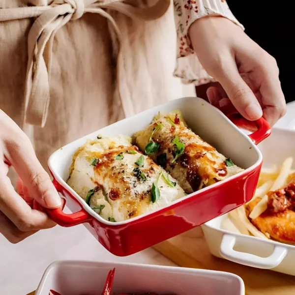 Ceramic Baking Pan - 450ml Porcelain Cheese Plate & Microwave Safe Tableware - Image 4