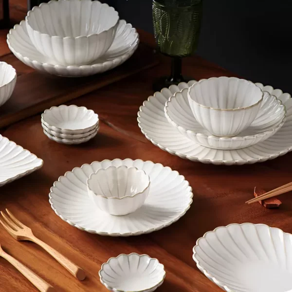 White Ceramic Floral Tableware - Image 4