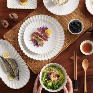 White Ceramic Floral Tableware