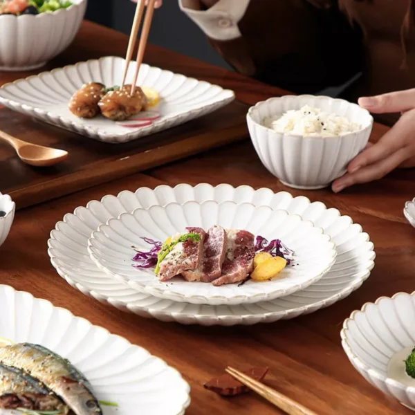 White Ceramic Floral Tableware - Image 6