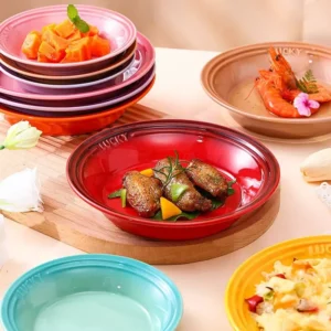Porcelain Soup Bowl - 8" Colorful Ceramic Bowl for Salad, Ramen, Microwave Safe