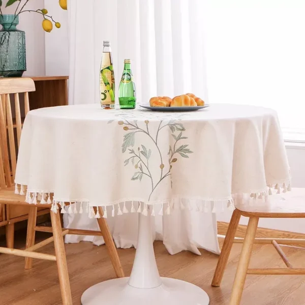 Modern Fringed Lace Round Tablecloth - Image 2