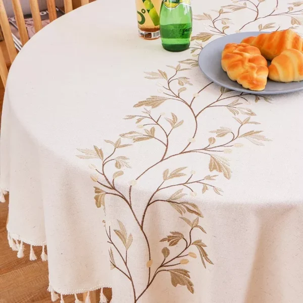 Modern Fringed Lace Round Tablecloth - Image 6