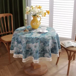Floral Linen Cotton Tablecloth