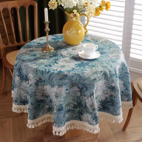 Floral Linen Cotton Tablecloth - Image 4