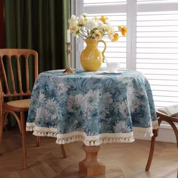 Floral Linen Cotton Tablecloth - Image 3