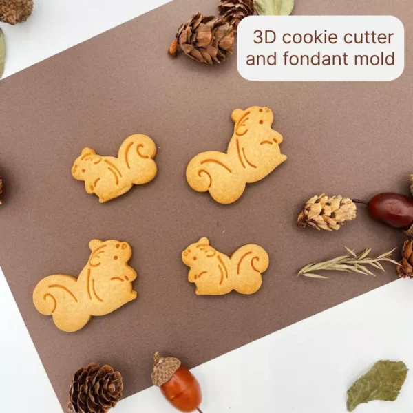 Cute Squirrel 3D Cookie Cutter and Fondant Mold - Image 2