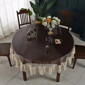 Transparent Waterproof PVC Table Protector - Round Oilproof Stain-Proof Cover