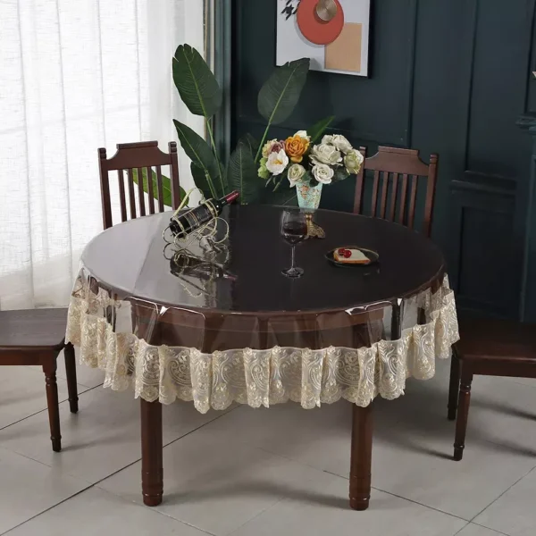 Transparent Waterproof PVC Table Protector - Round Oilproof Stain-Proof Cover - Image 3