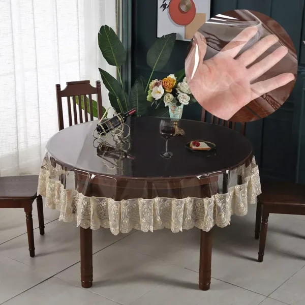Transparent Waterproof PVC Table Protector - Round Oilproof Stain-Proof Cover - Image 6