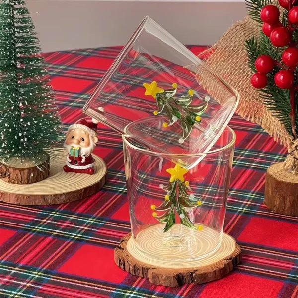 300ml 3D Cartoon Christmas Glass Cup for Water, Coffee, Juice - Image 2