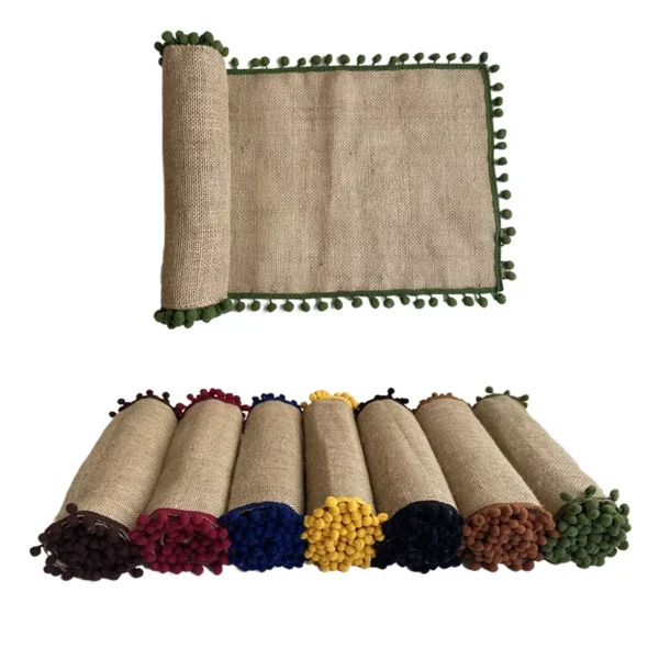 Jute Wedding Festival Christmas Table Runner Linen Woven Porch Cover - Image 6