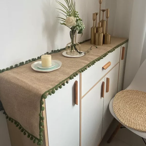 Jute Wedding Festival Christmas Table Runner Linen Woven Porch Cover - Image 4