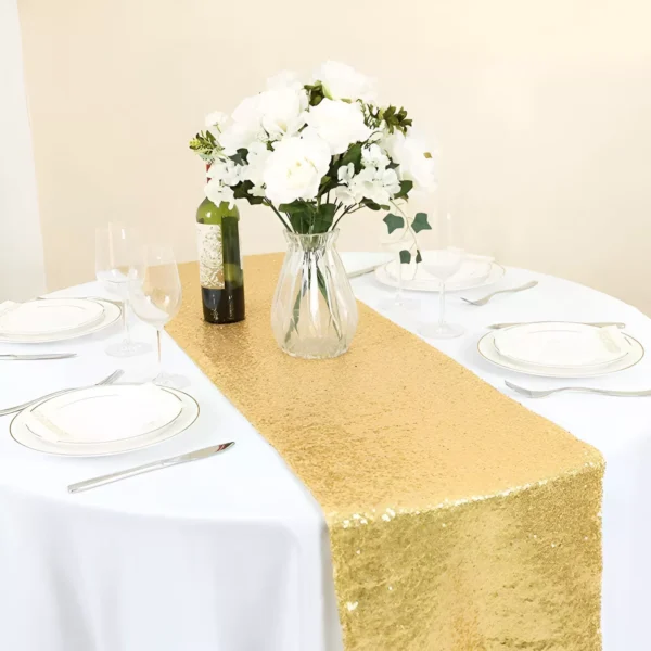 Golden Sequin Table Runner for Weddings, Parties, and Special Events - Image 4