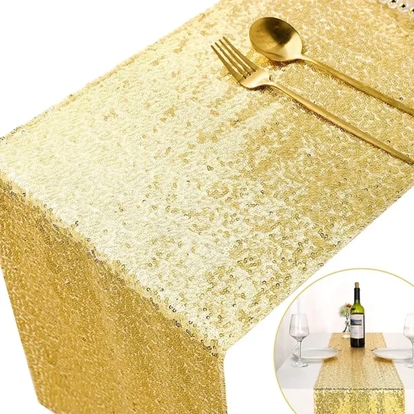 Golden Sequin Table Runner for Weddings, Parties, and Special Events - Image 2
