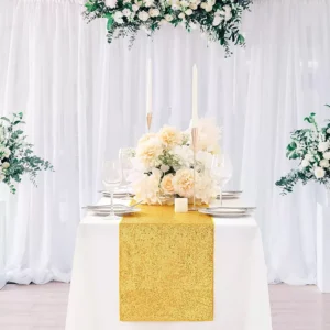 Golden Sequin Table Runner for Weddings, Parties, and Special Events