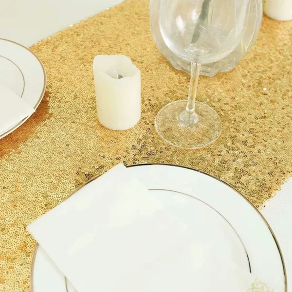 Golden Sequin Table Runner for Weddings, Parties, and Special Events - Image 3