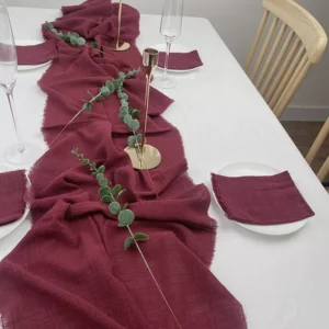 Burgundy Cotton Gauze Table Runner for Weddings, Parties, and Special Events