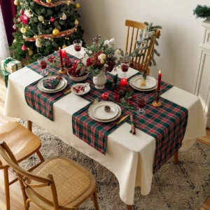 Christmas Red and Green Plaid Tablecloth for Dining & Holiday Decorations