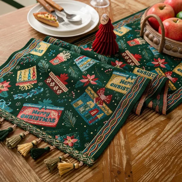 Christmas Snowflake Table Runner with Tassels - Image 6