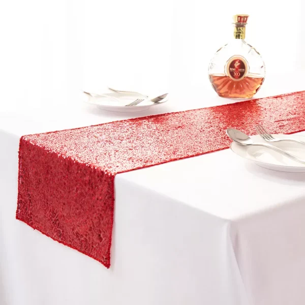 Red Sequin Table Runner for Weddings, Parties & Special Events - Image 5