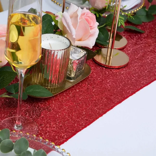 Red Sequin Table Runner for Weddings, Parties & Special Events - Image 4