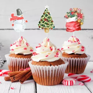 24pcs Christmas Cupcake Toppers Set