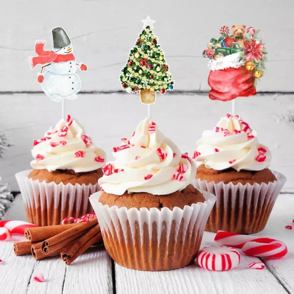 24pcs Christmas Cupcake Toppers Set