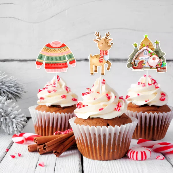24pcs Christmas Cupcake Toppers Set - Image 4