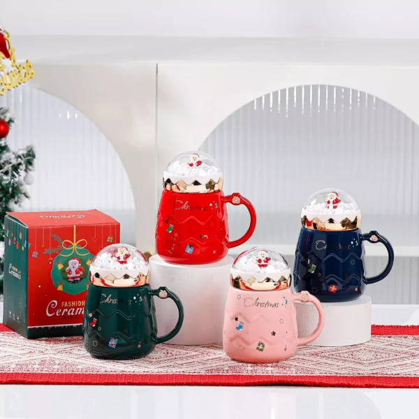 500ml Ceramic Christmas Mug with Lid - Image 4