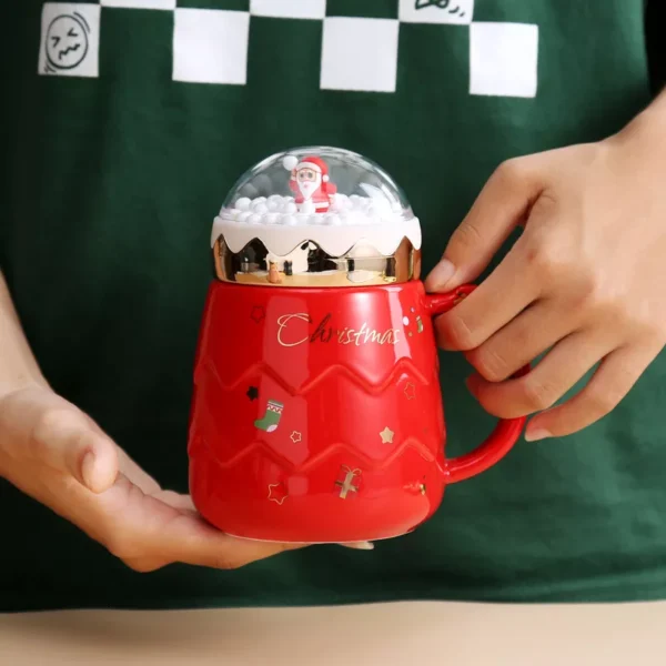 500ml Ceramic Christmas Mug with Lid - Image 2