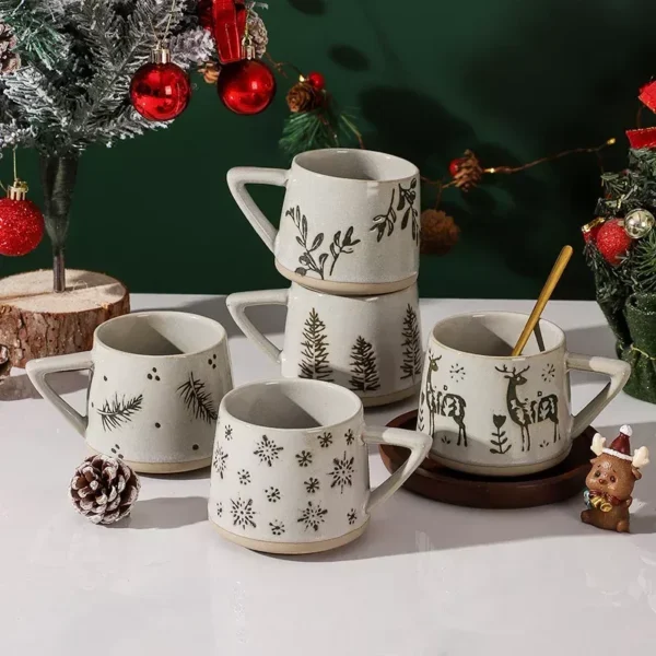 Creative Nordic Retro Ceramic Mug with Handle - Image 3