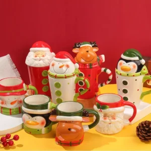 Cute Santa Claus Ceramic Mug with Lid