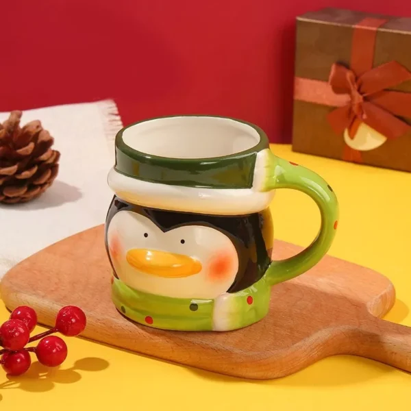 Cute Santa Claus Ceramic Mug with Lid - Image 3