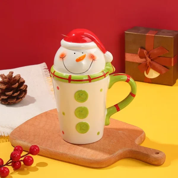 Cute Santa Claus Ceramic Mug with Lid - Image 6