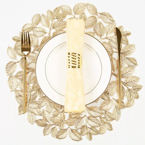 15-Inch Gold Leaf Round Placemats - Image 2