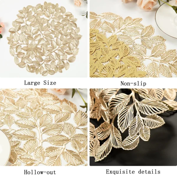 15-Inch Gold Leaf Round Placemats - Image 6