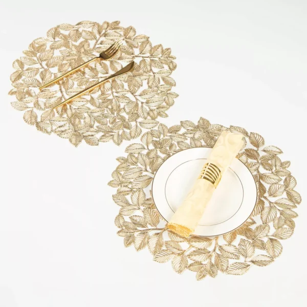15-Inch Gold Leaf Round Placemats - Image 3
