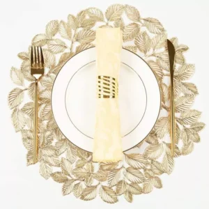 15-Inch Gold Leaf Round Placemats