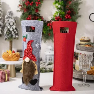 Festive Santa Claus Wine Bottle Felt Bag