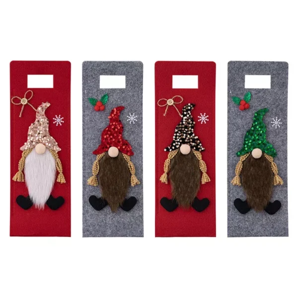Festive Santa Claus Wine Bottle Felt Bag - Image 7